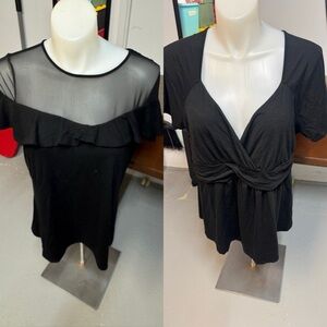 Torrid Black Sheer and Twist Front Blouses